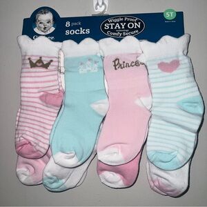 Gerber Pastel Girl Wiggle Proof Socks Set 8 Pair 5T